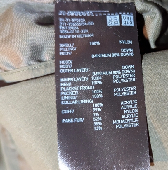 Uniqlo Puffer Jacket Mens Large Green Down Filled Coat - Picture 5 of 5